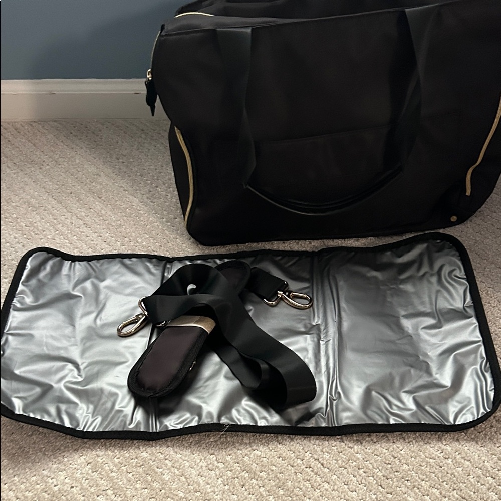 Black Baby Bag with Gold Accents - Infant Essentials Tote - Picture 4 of 7